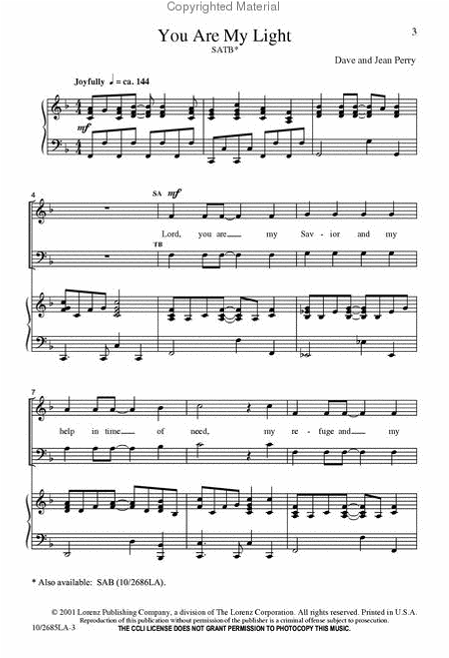 You Are My Light 4-Part scores gallery preview page 2
