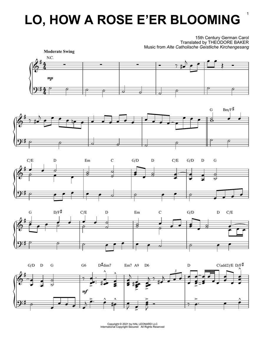 Book cover for Lo, How A Rose E'er Blooming [Jazz version] (arr. Brent Edstrom)