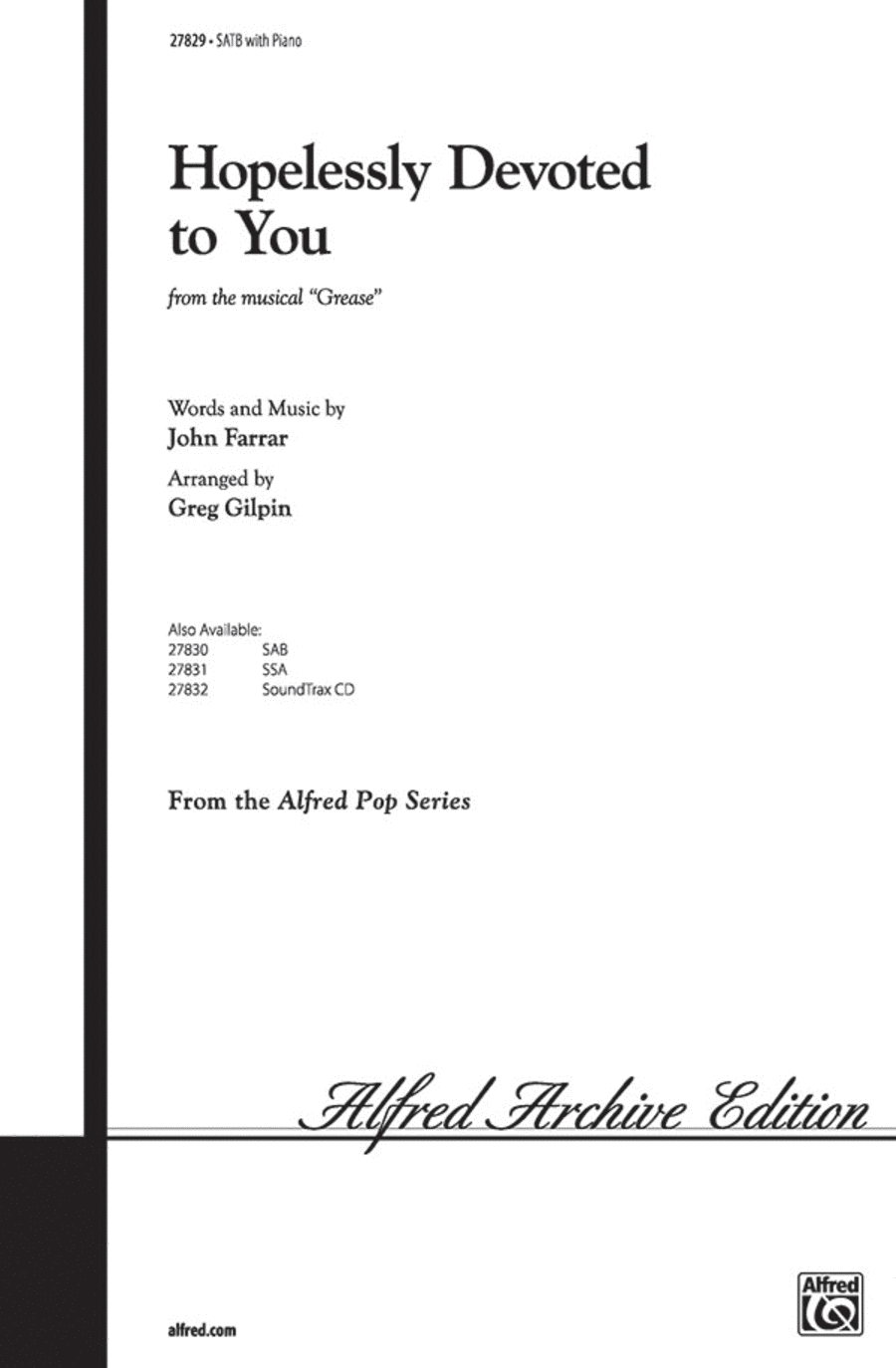 Hopelessly Devoted to You 4-Part scores gallery preview page 1