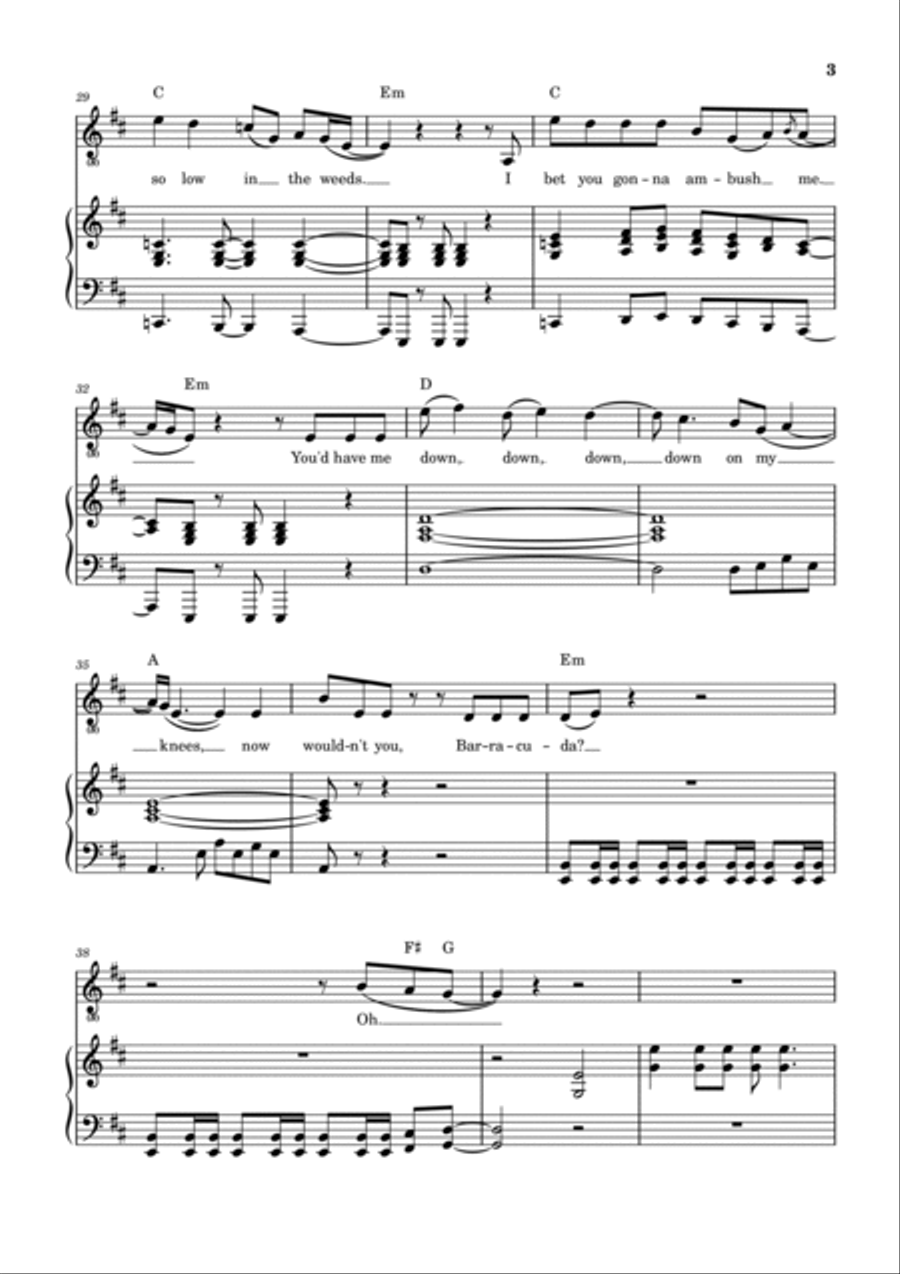 Barracuda Piano, Vocal, Guitar scores gallery preview page 4