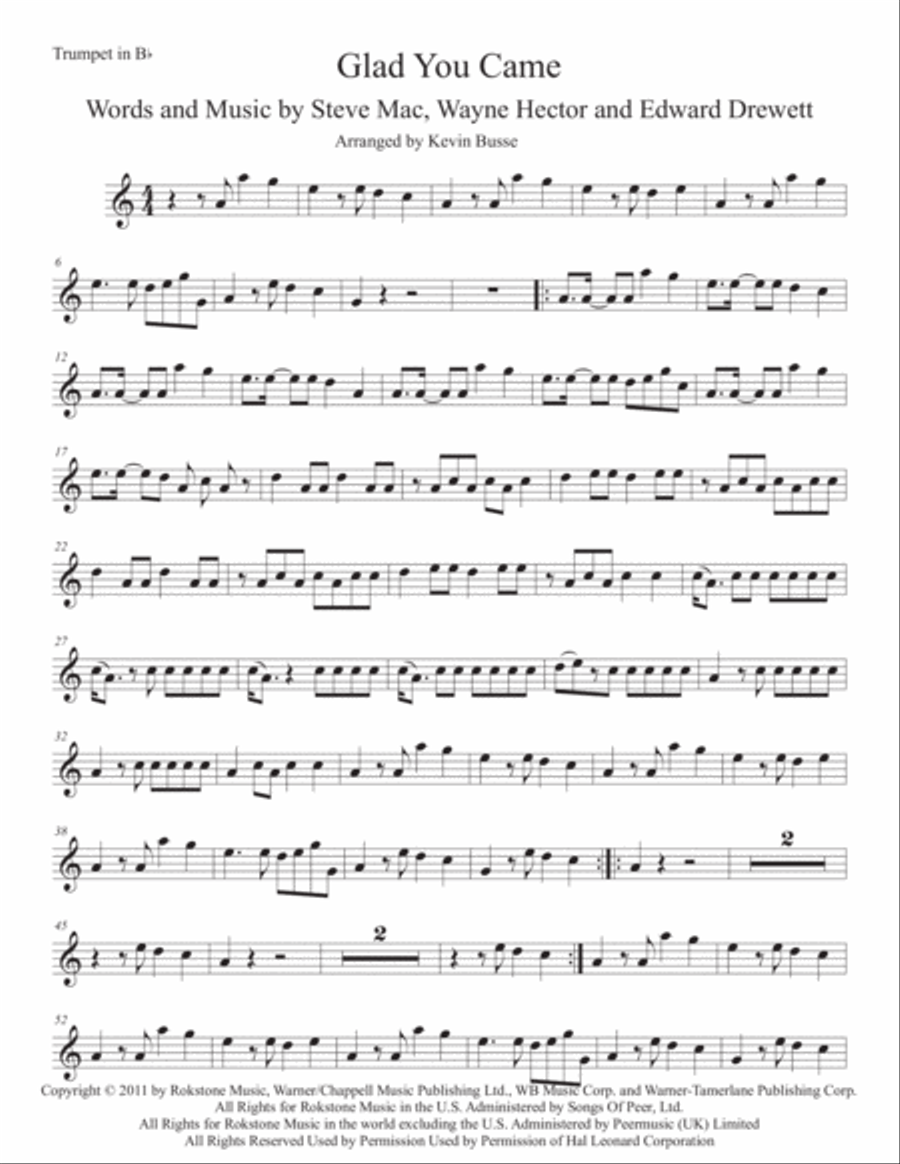 Glad You Came Glad You Came Trumpet Solo scores gallery preview page 1