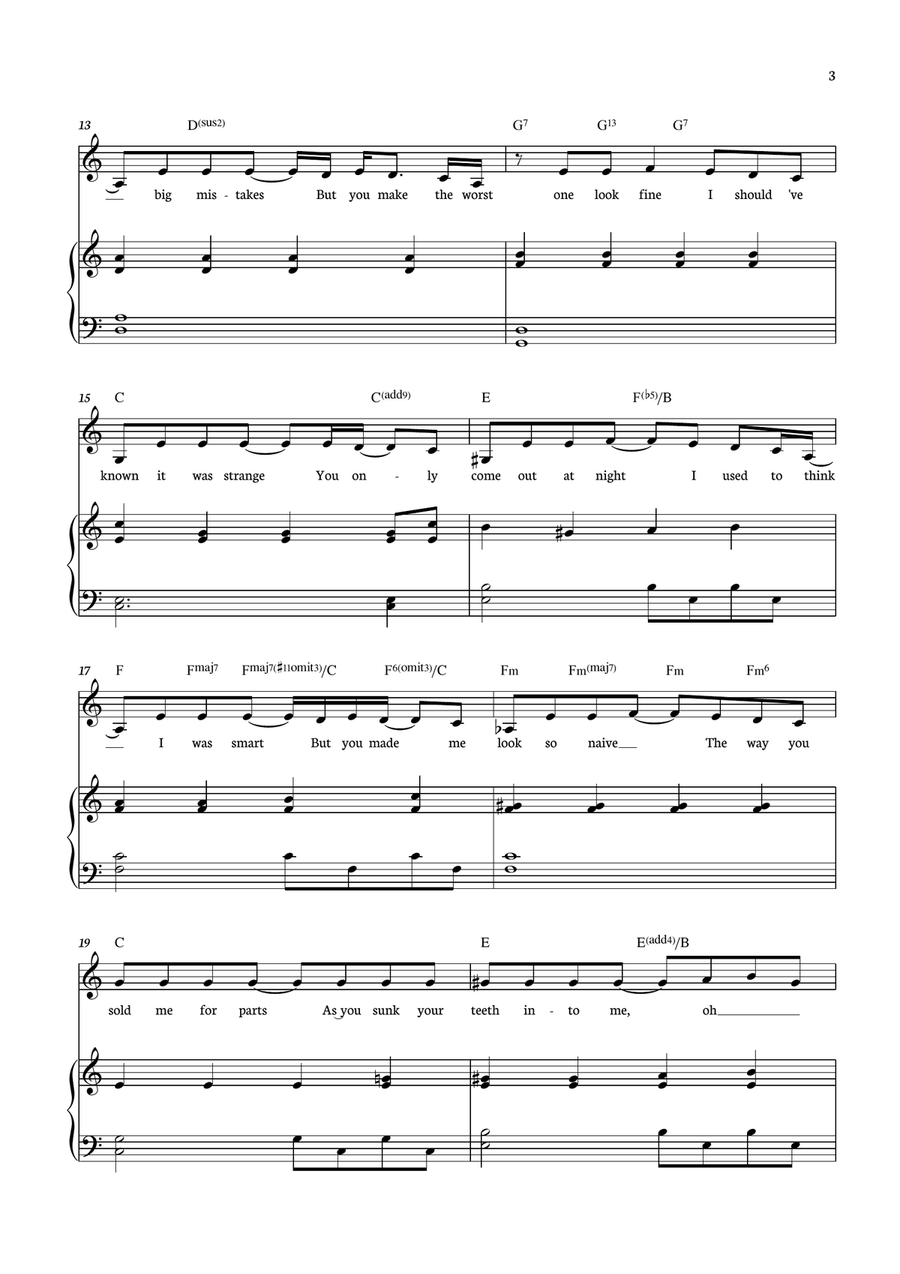 Vampire Piano, Vocal scores gallery preview page 3