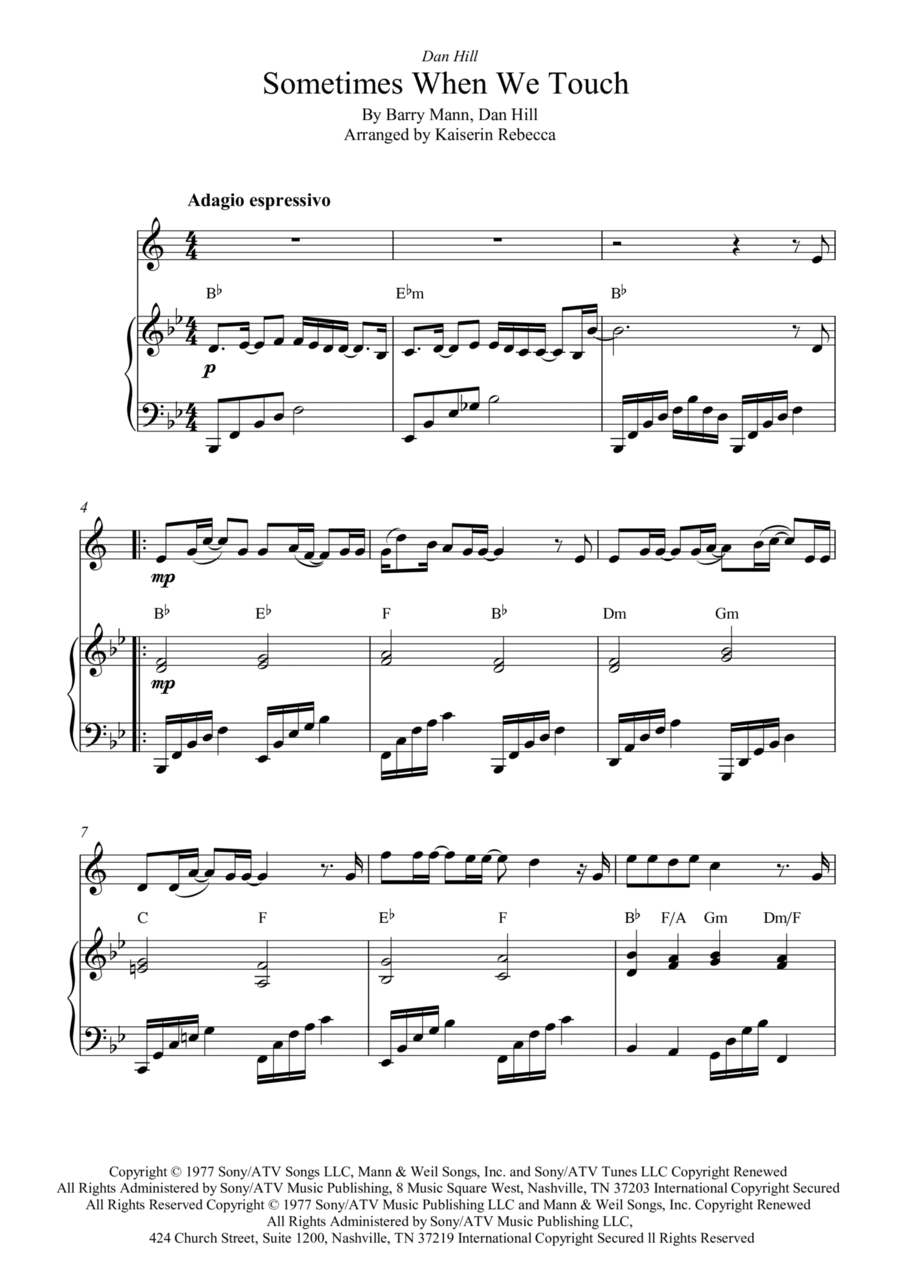 Sometimes When We Touch B-Flat Trumpet scores gallery preview page 1