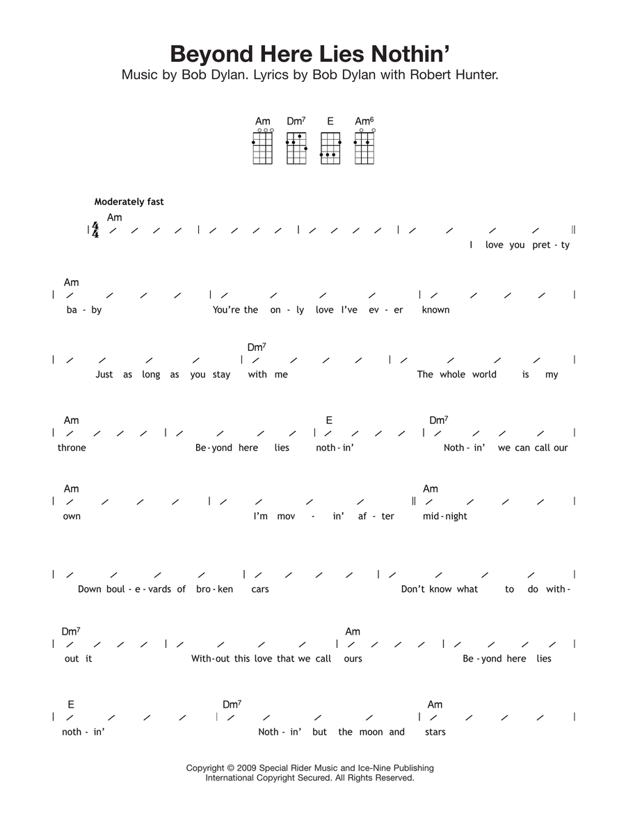 Beyond Here Lies Nothin' Beyond Here Lies Nothin' Ukulele scores gallery preview page 1