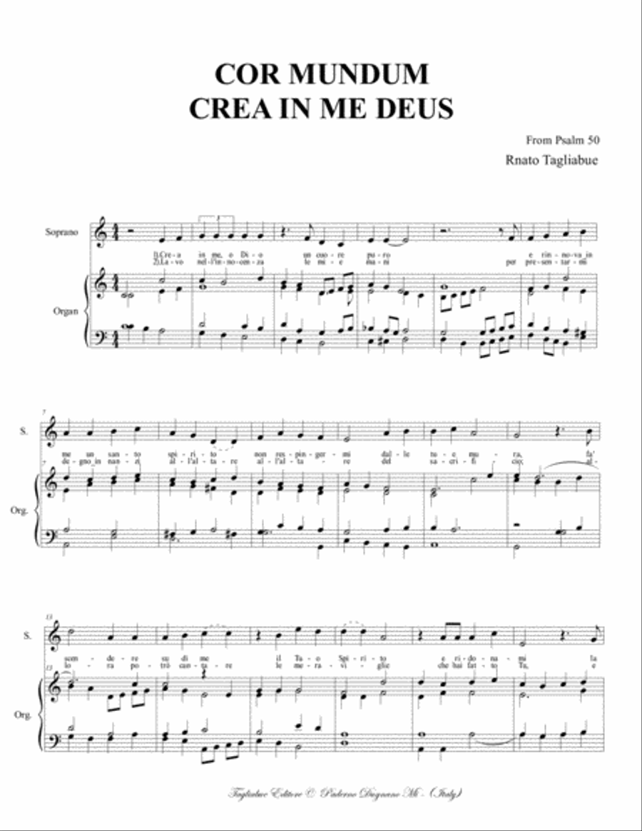 COR MUNDUM CREA IN ME DEUS - Crea in me, o Dio, un cuore puro - From Psalm 50 4-Part scores gallery preview page 2