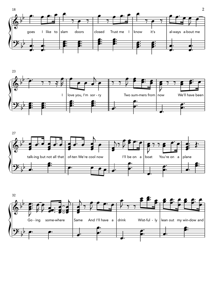 I Love You, I'm Sorry Piano scores gallery preview page 2