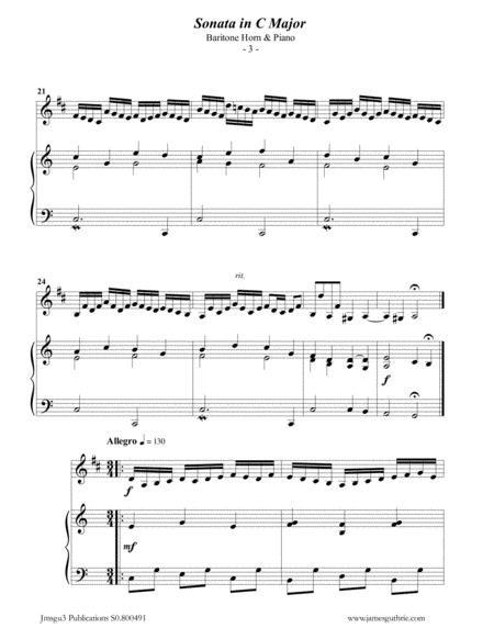 BACH: Sonata BWV 1033 for Baritone Horn & Piano image number null