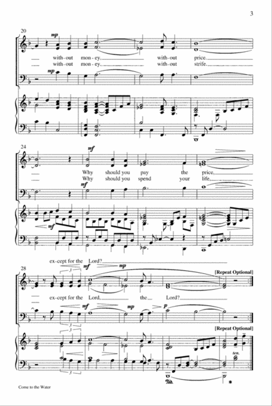 Come to the Water 4-Part scores gallery preview page 3