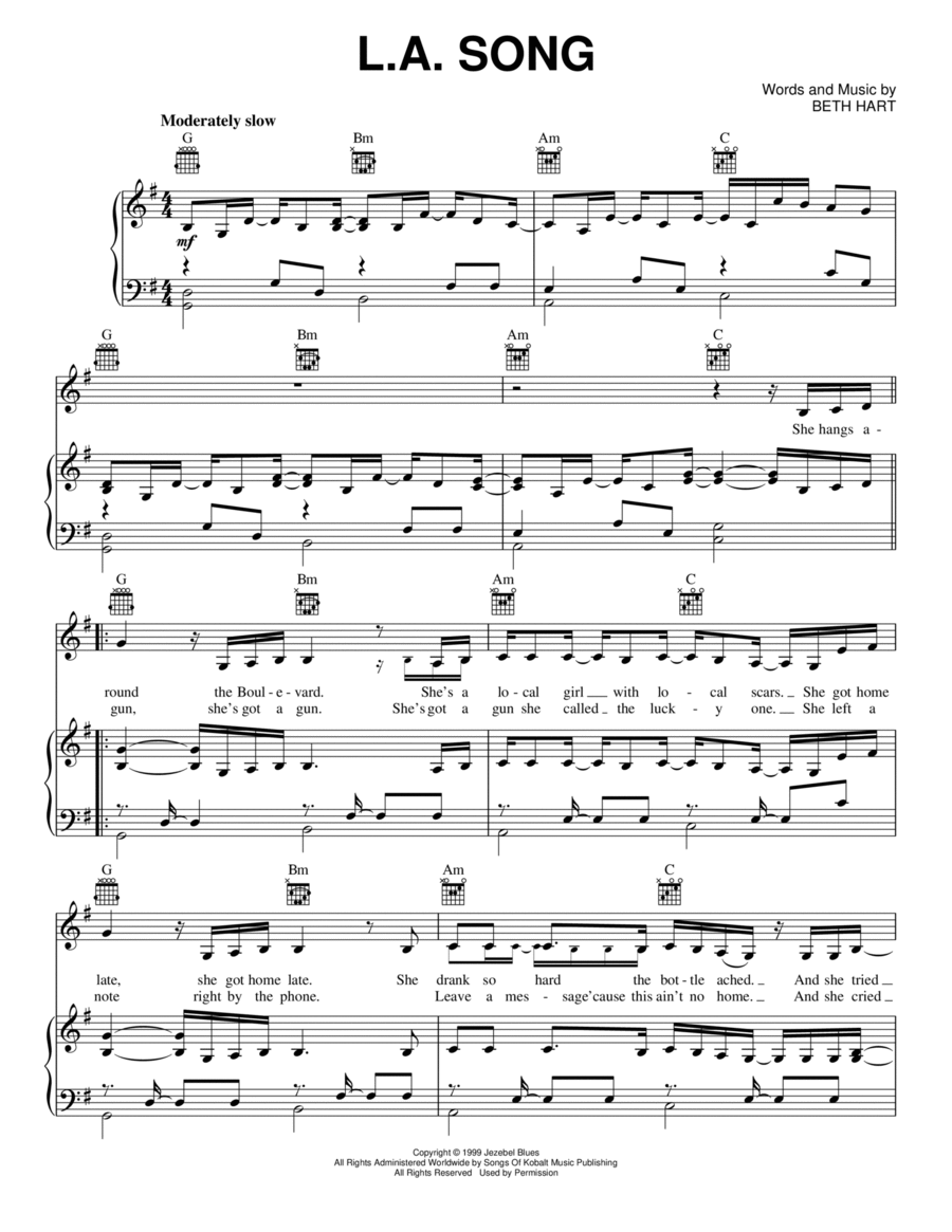 L.A. Song Piano, Vocal, Guitar scores gallery preview page 1