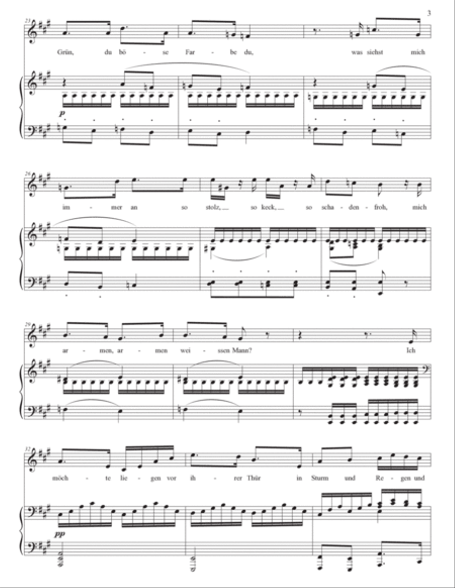 SCHUBERT: Die böse Farbe, D. 795 no. 17 (transposed to A major) Voice scores gallery preview page 4