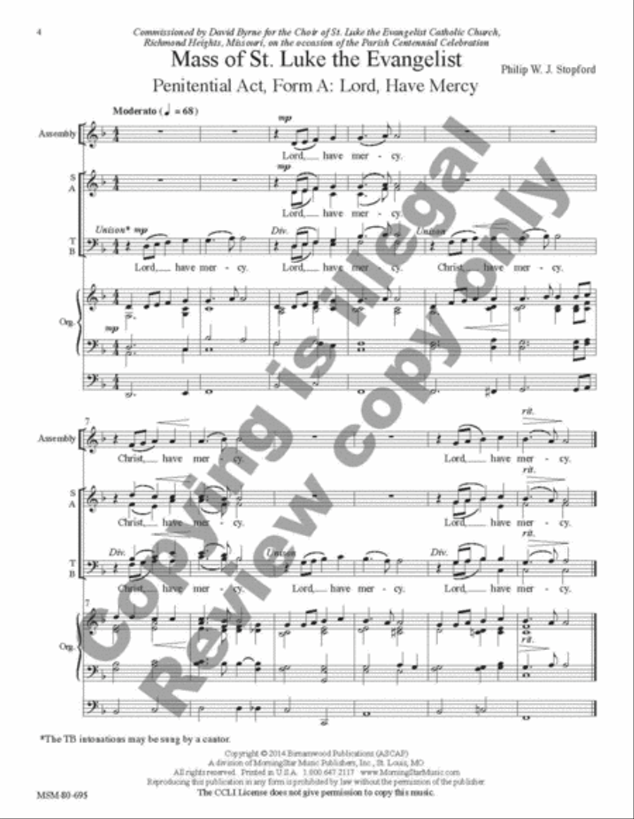 Mass of St. Luke the Evangelist (Choral Score) image number null