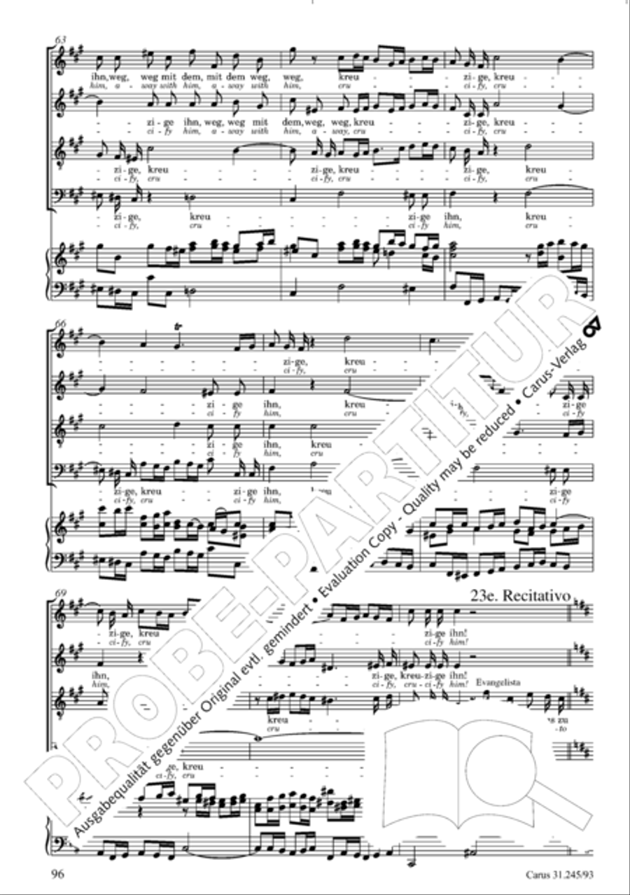 St. John Passion (Johannes-Passion) 4-Part scores gallery preview page 97
