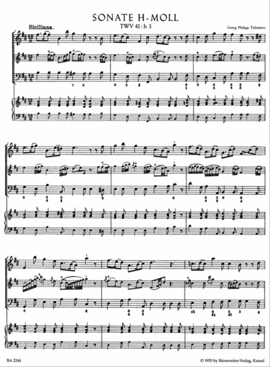 Twelve Methodical Sonatas for Flute or Violin and Basso continuo Flute scores gallery preview page 2