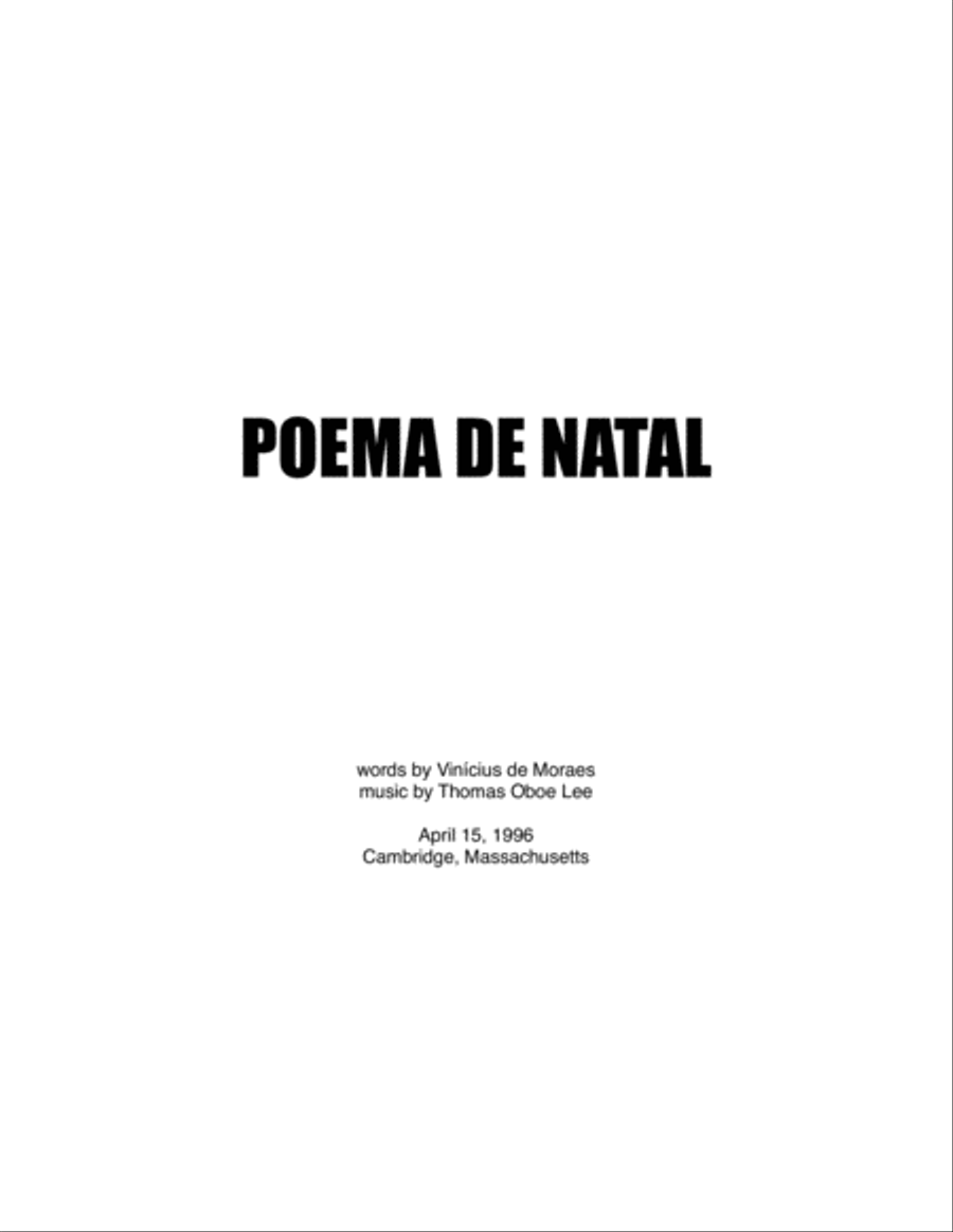 Poema de Natal (1996) for mezzo-soprano, clarinet, trombone, piano and percussion image number null