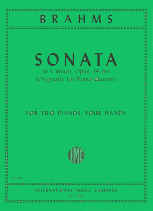 Book cover for Sonata In F Minor (After Quintet), Opus 34B