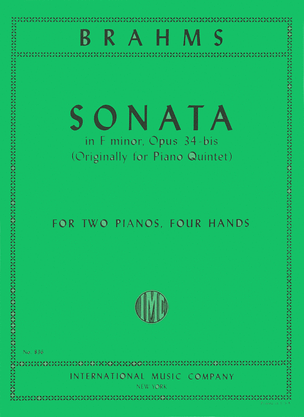 Sonata In F Minor (After Quintet), Opus 34B