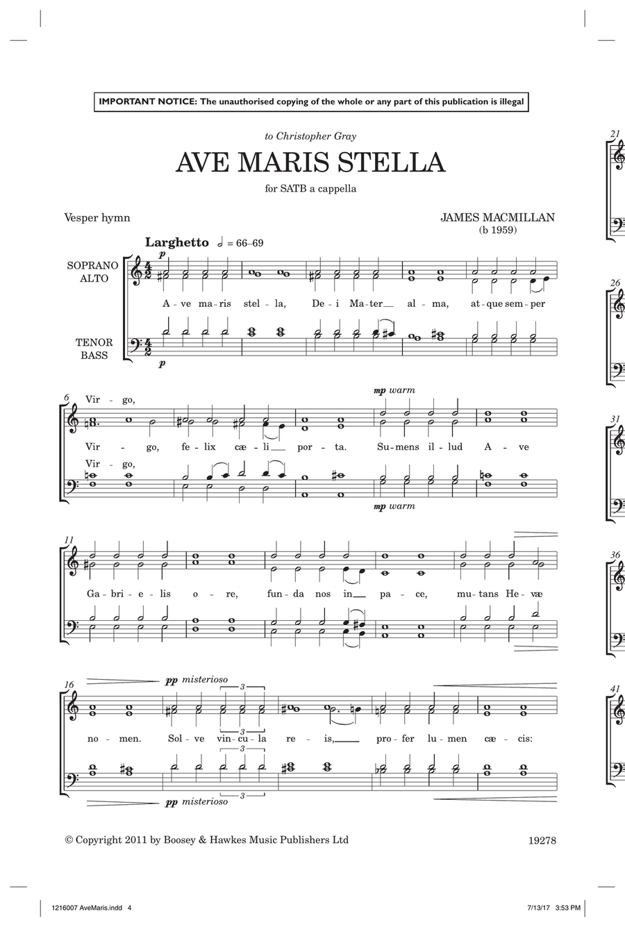 Ave Maris Stella Ave Maris Stella 4-Part scores gallery preview page 1