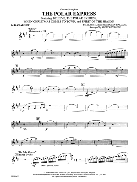 The Polar Express, Concert Suite from: 1st B-flat Clarinet