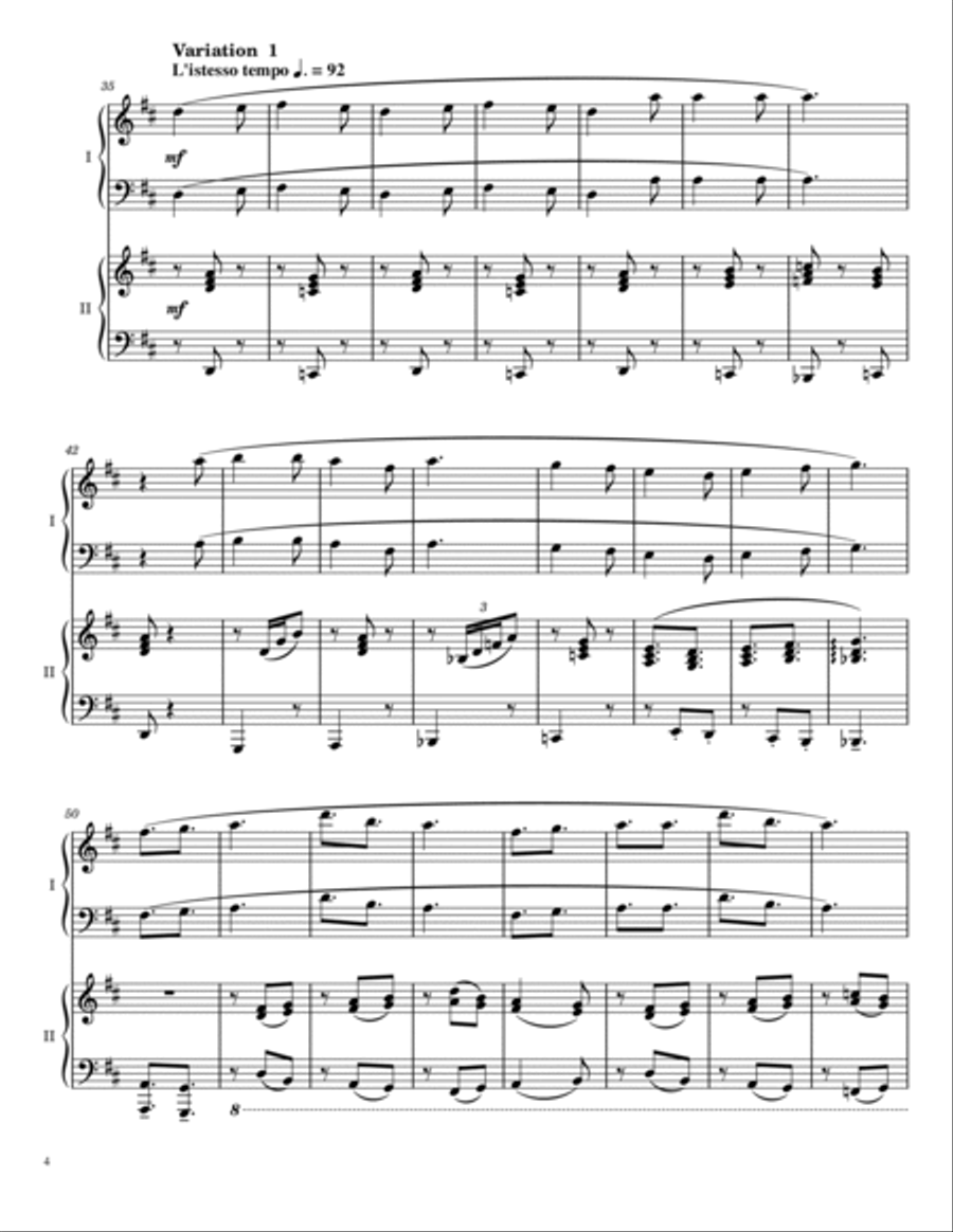 Christmas Duet No. 1: Here We Come A-wassailing, Variations for 4-Hand Piano Piano Accompaniment scores gallery preview page 4