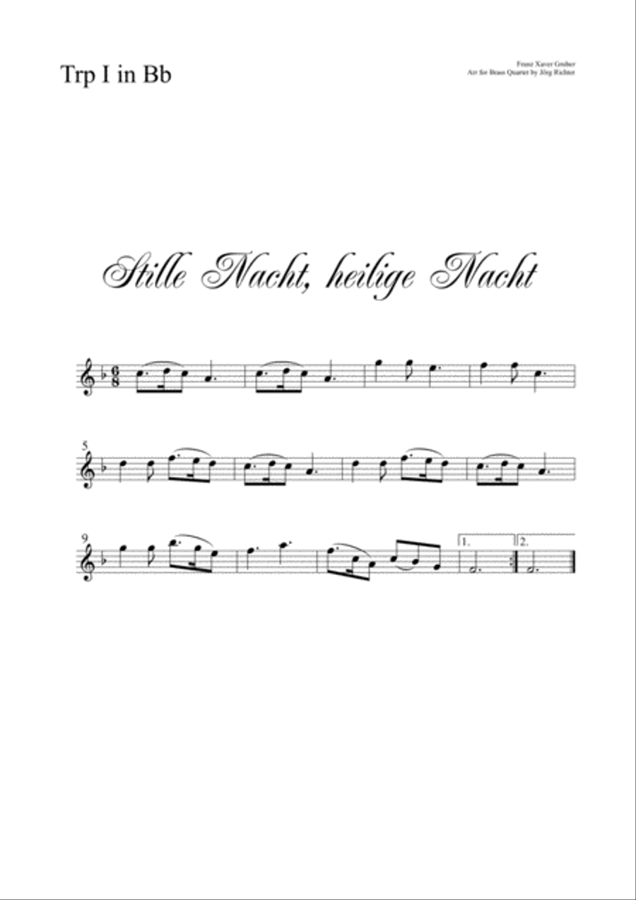 Silent Night (Stille Nacht, heilige Nacht) for Brass Quartet Brass Quartet scores gallery preview page 3
