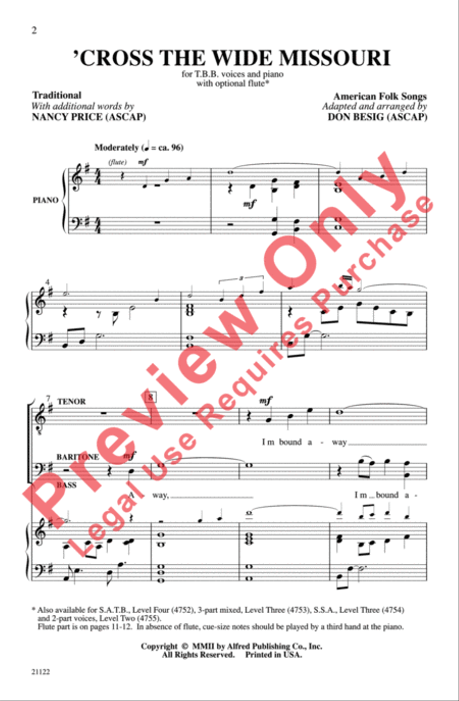 'Cross the Wide Missouri 'Cross the Wide Missouri Men's Choir scores gallery preview page 2
