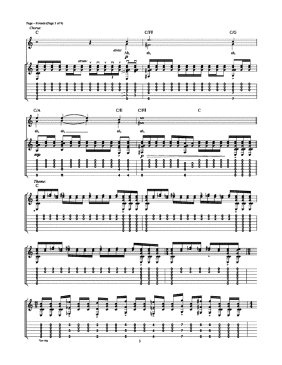 Friends Friends Guitar Tablature scores gallery preview page 3