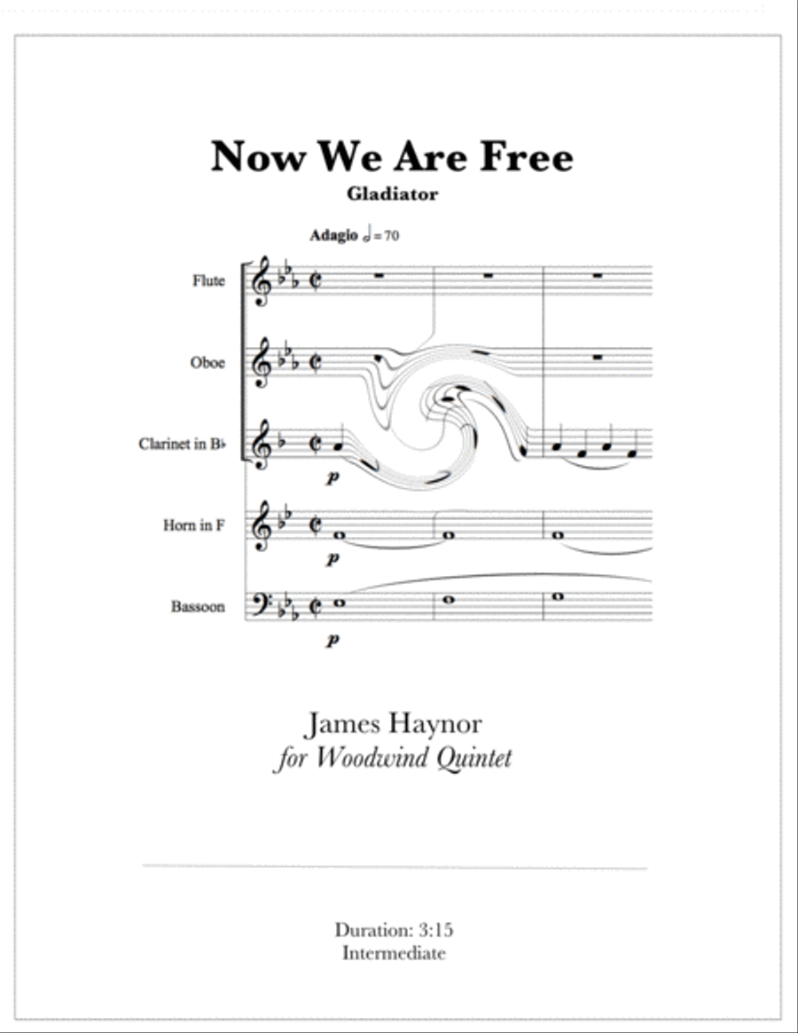 Now We Are Free Woodwind Quintet scores gallery preview page 1