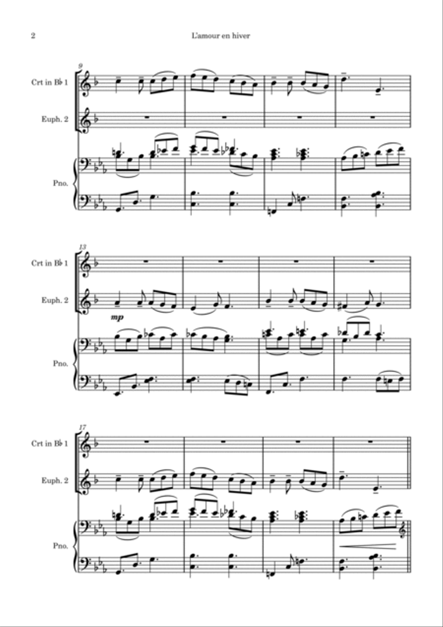 L'amour en hiver - une mélodie de Noël Brass Duet scores gallery preview page 3