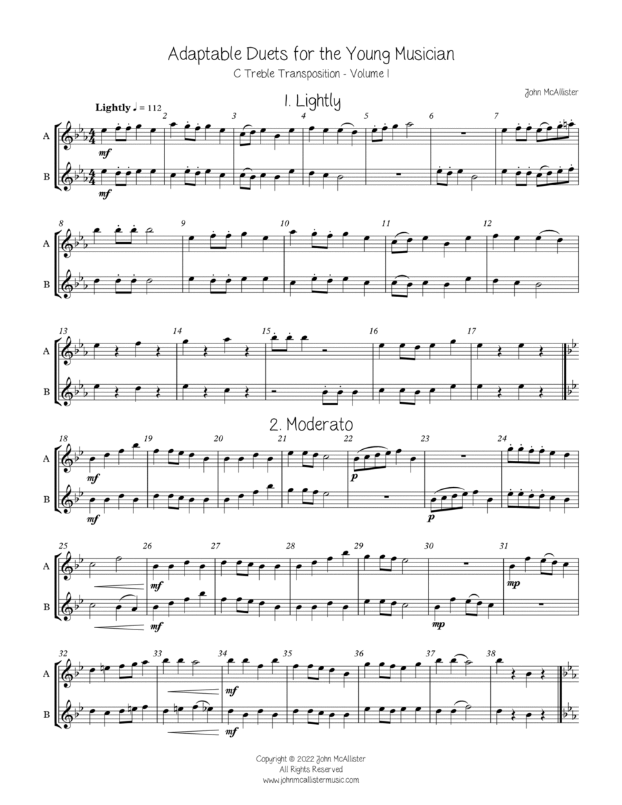 Adaptable Duets for the Young Band Musician Volume One - C Treble Transposition Concert Band scores gallery preview page 1