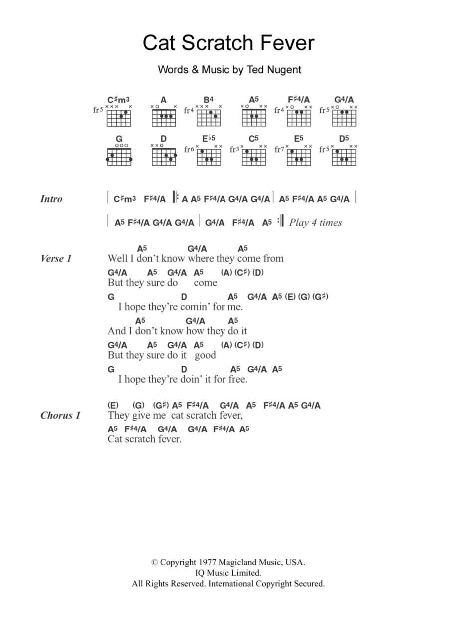 Cat Scratch Fever Cat Scratch Fever Guitar scores gallery preview page 1