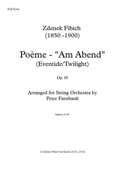 "Poeme" (Eventide) for String Orchestra image number null