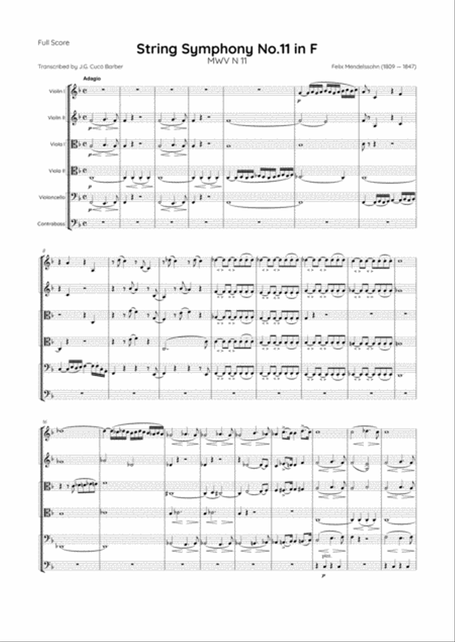 Mendelssohn - String Symphony No.11 in F major, MWV N 11 String Orchestra scores gallery preview page 2