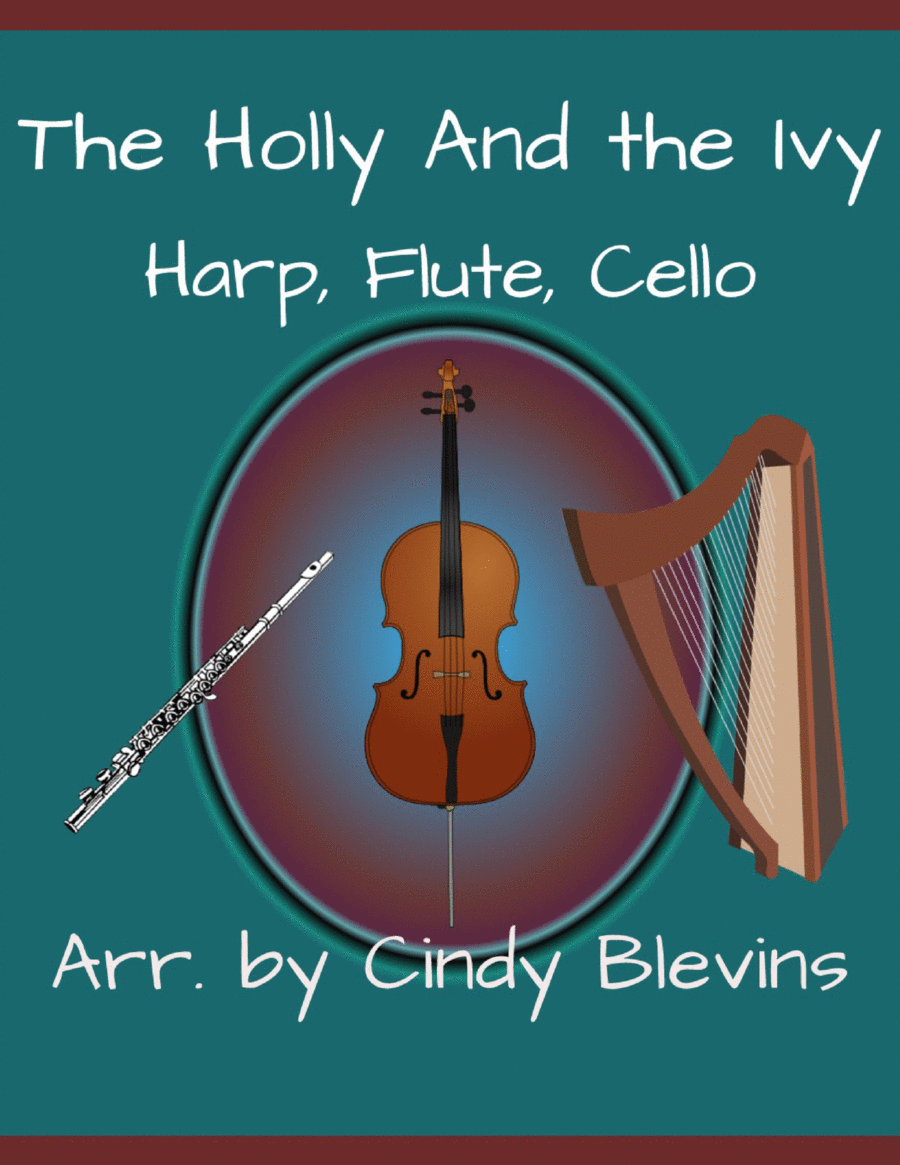 The Holly and the Ivy, for Harp, Flute and Cello Flute scores gallery preview page 1