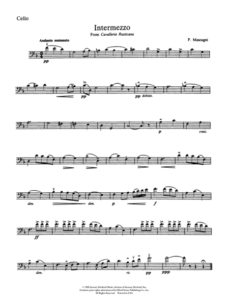 Intermezzo from Cavalleria Rusticana: Cello