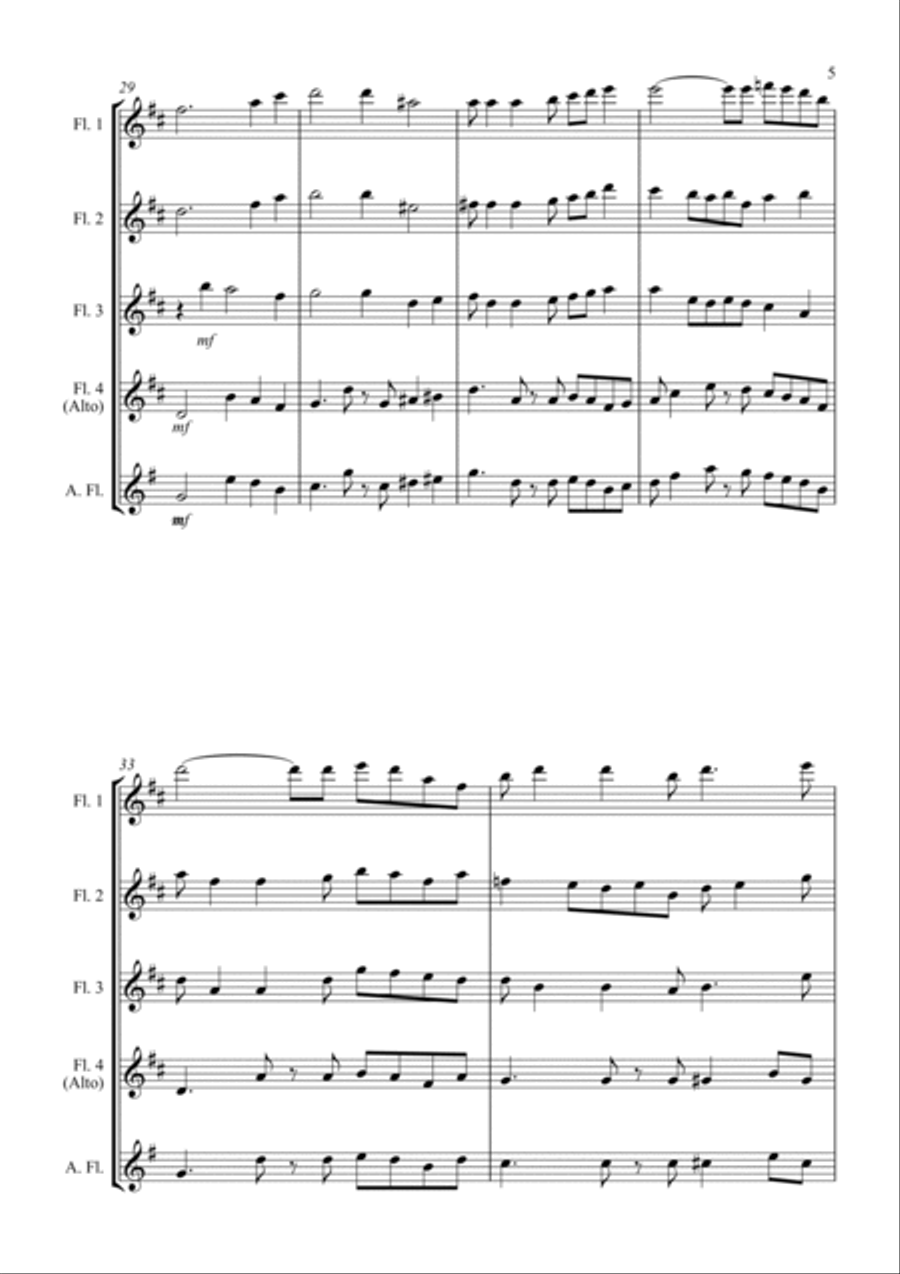 Swing Low, Sweet Chariot - a Jazz Arrangement - For Flute Quartet Flute Quartet scores gallery preview page 5