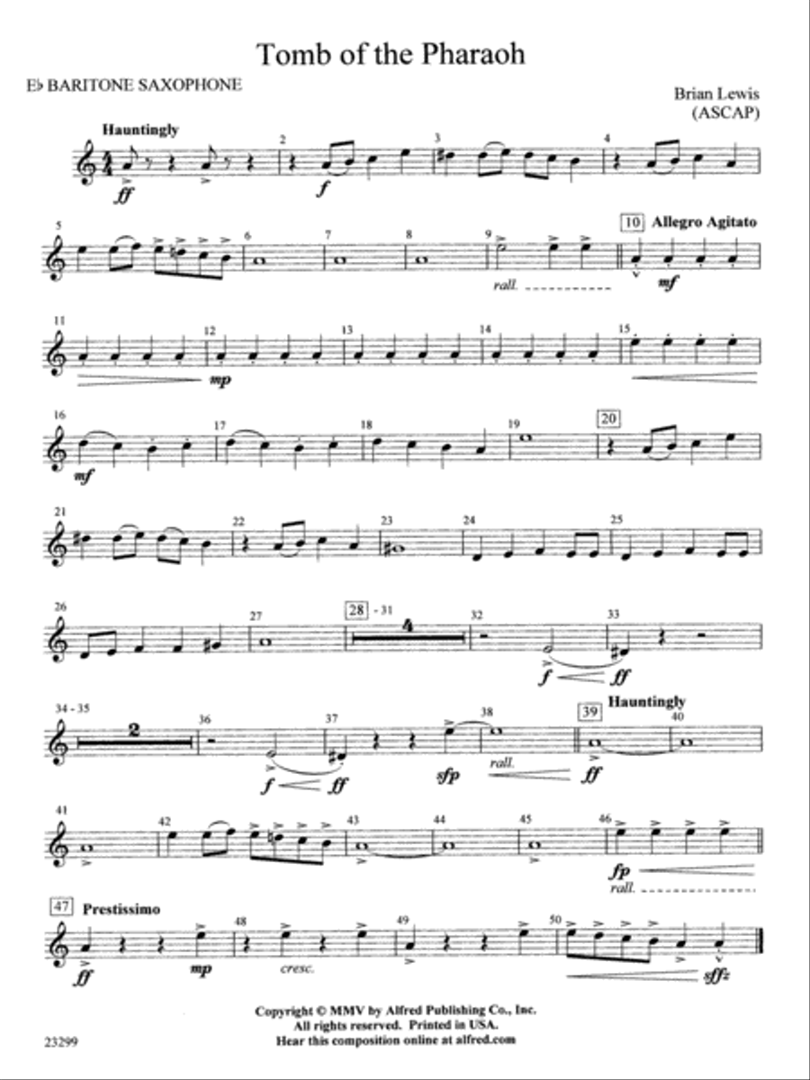 Tomb of the Pharaoh: E-flat Baritone Saxophone Concert Band scores gallery preview page 1