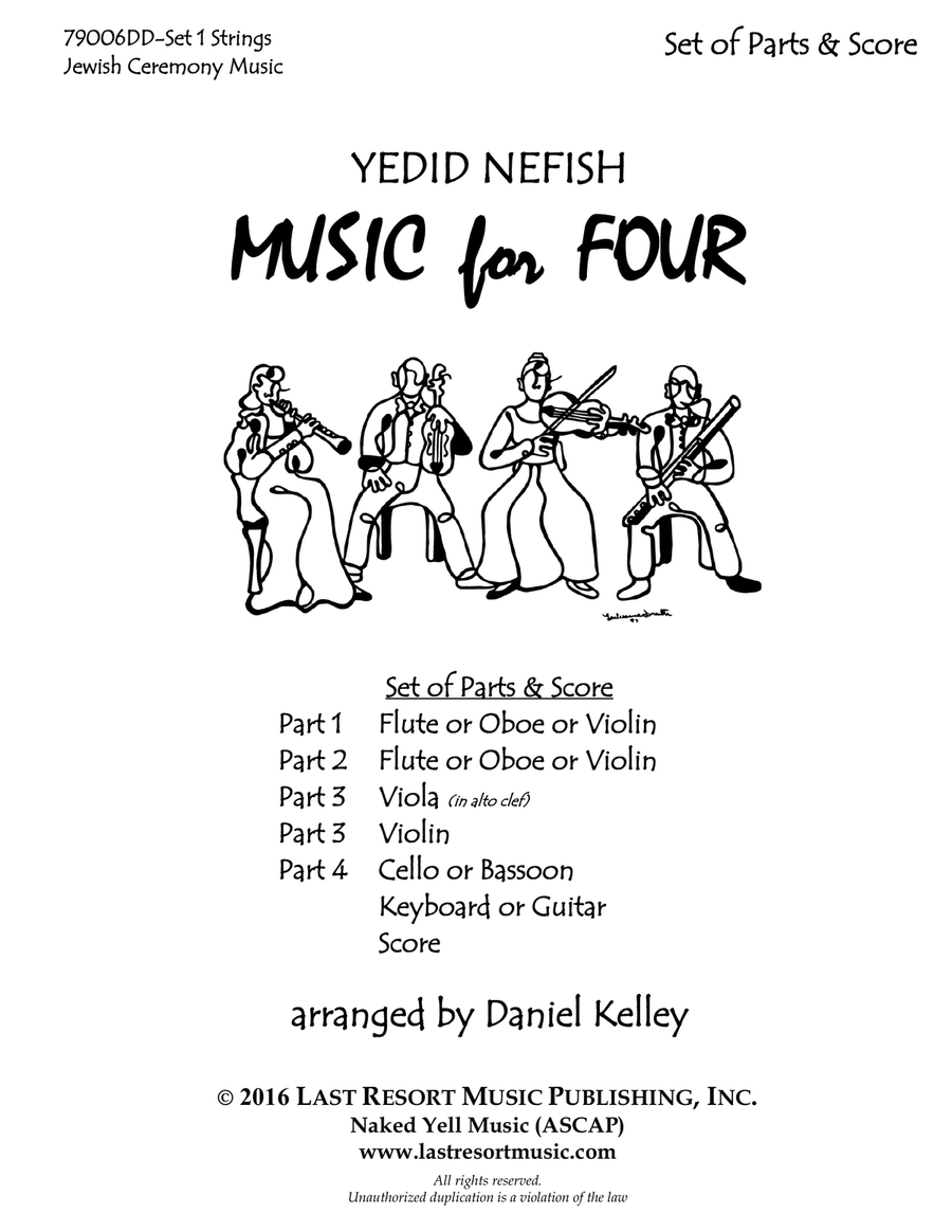 Yedid Nefesh String Quartet (3 Violins & Cello) or Piano Quintet Large Ensemble scores gallery preview page 2