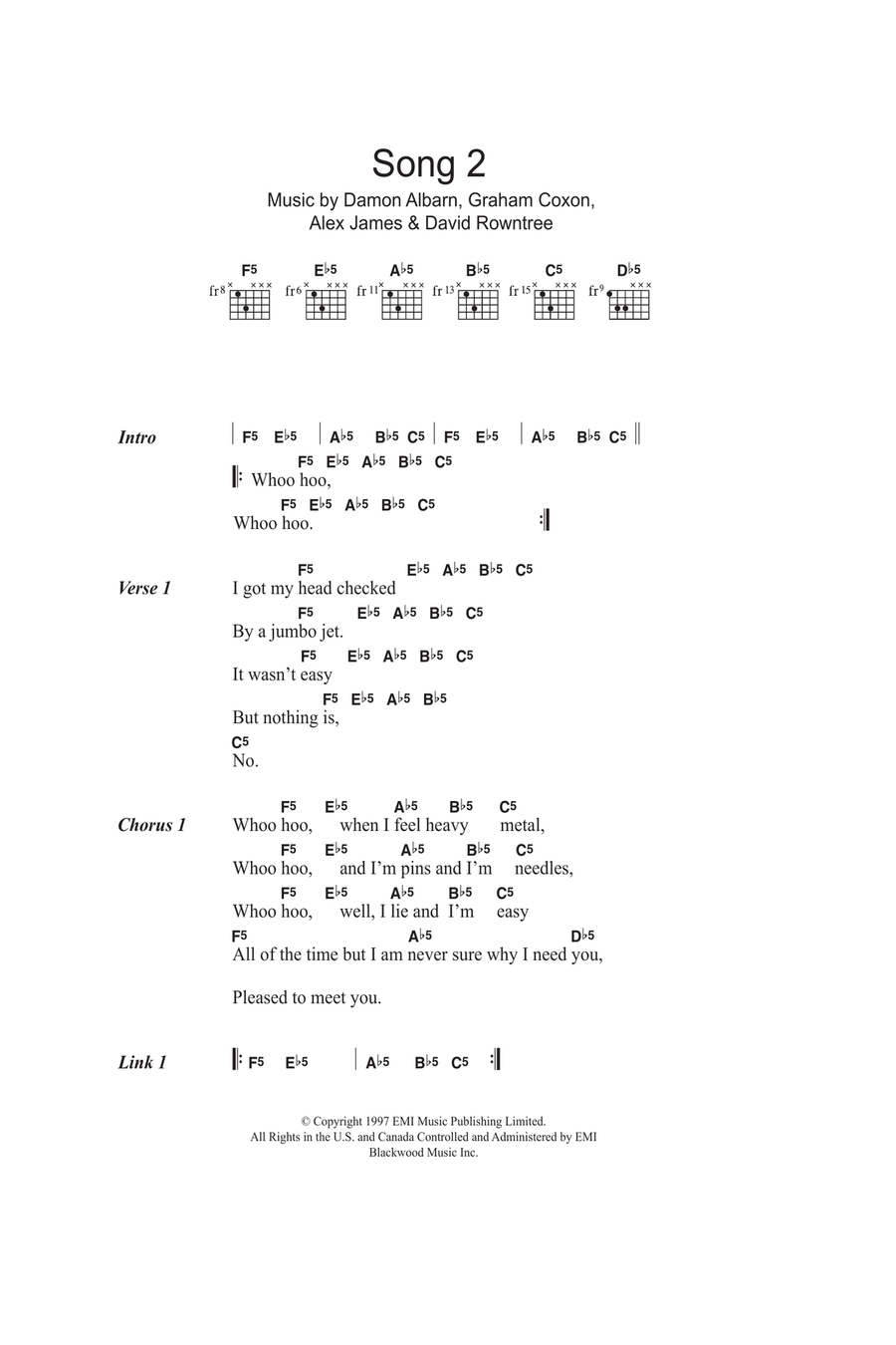 Song 2 Acoustic Guitar scores gallery preview page 1