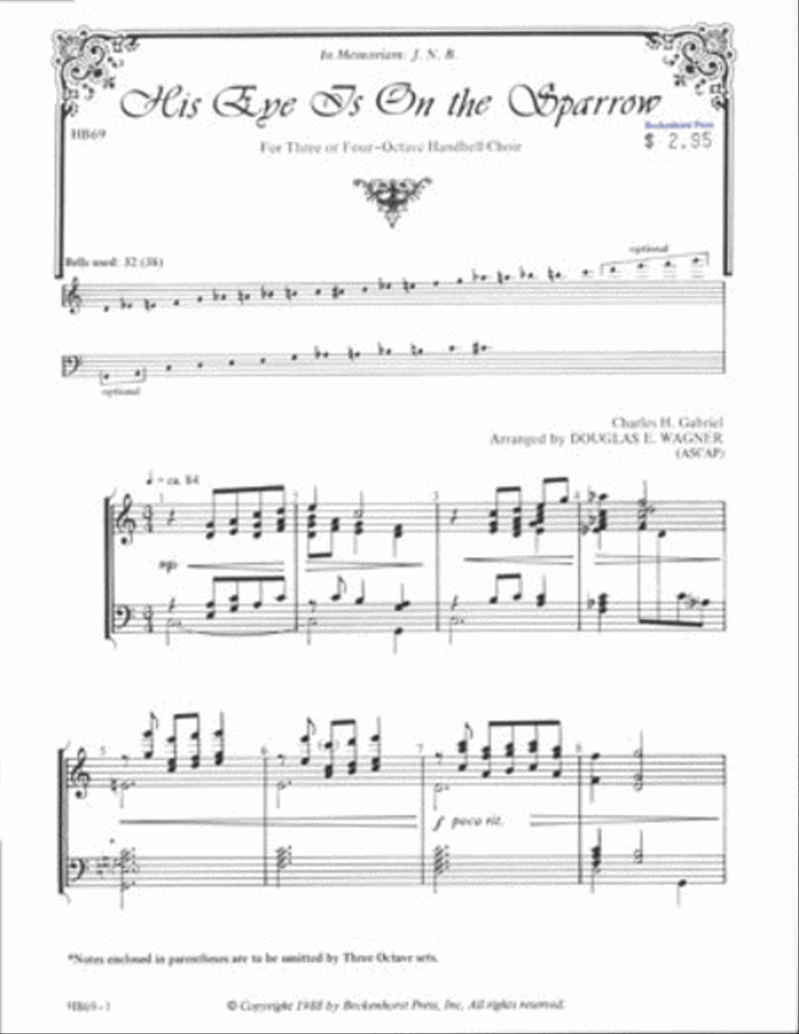 His Eye Is On the Sparrow - Wagner Handbell Choir scores gallery preview page 1