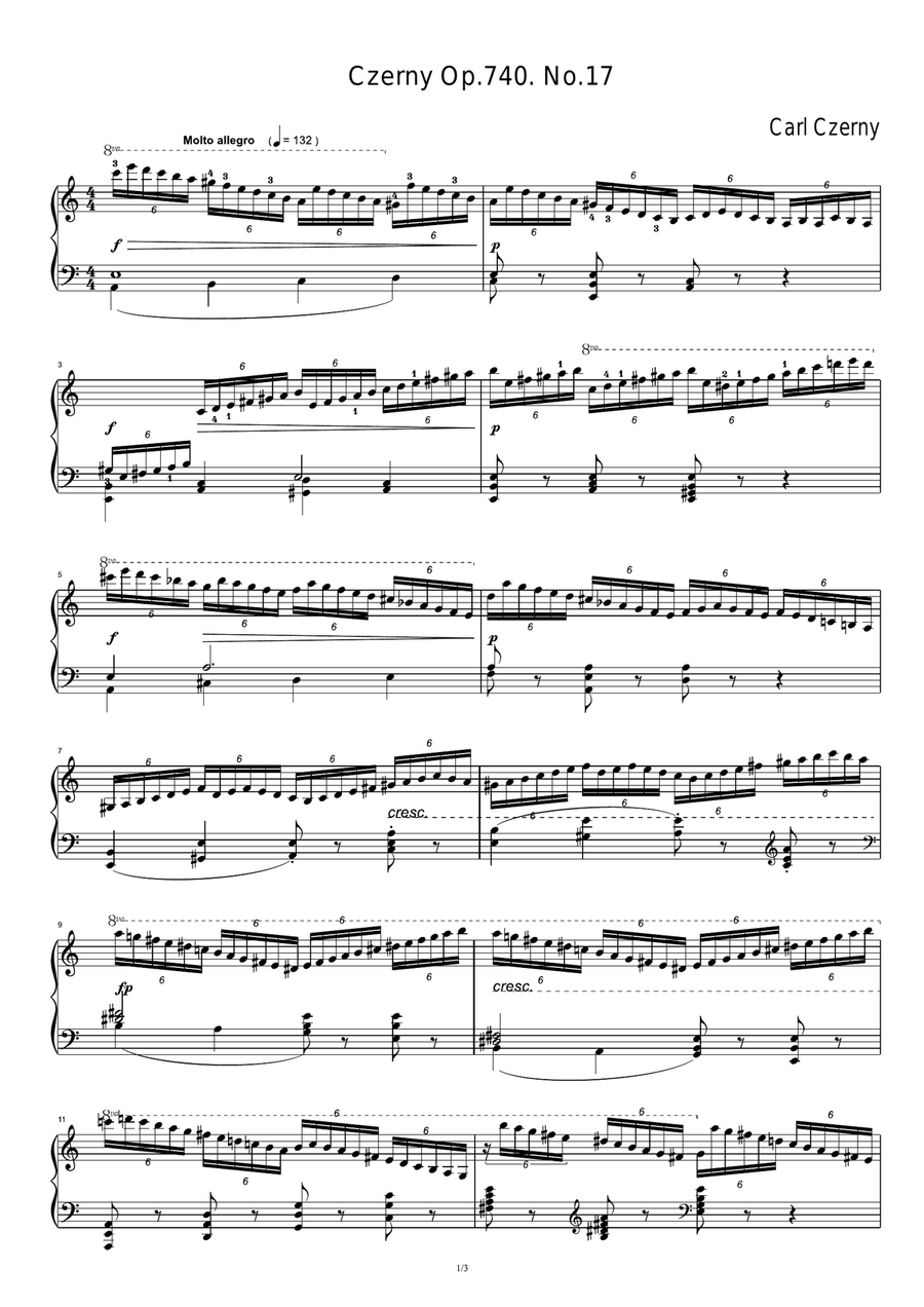Czerny Op.740. No.17 Piano Solo scores gallery preview page 1