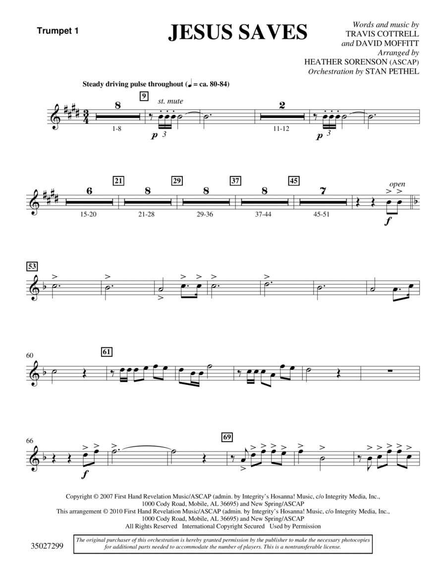 Jesus Saves - Bb Trumpet 1 Choir scores gallery preview page 1