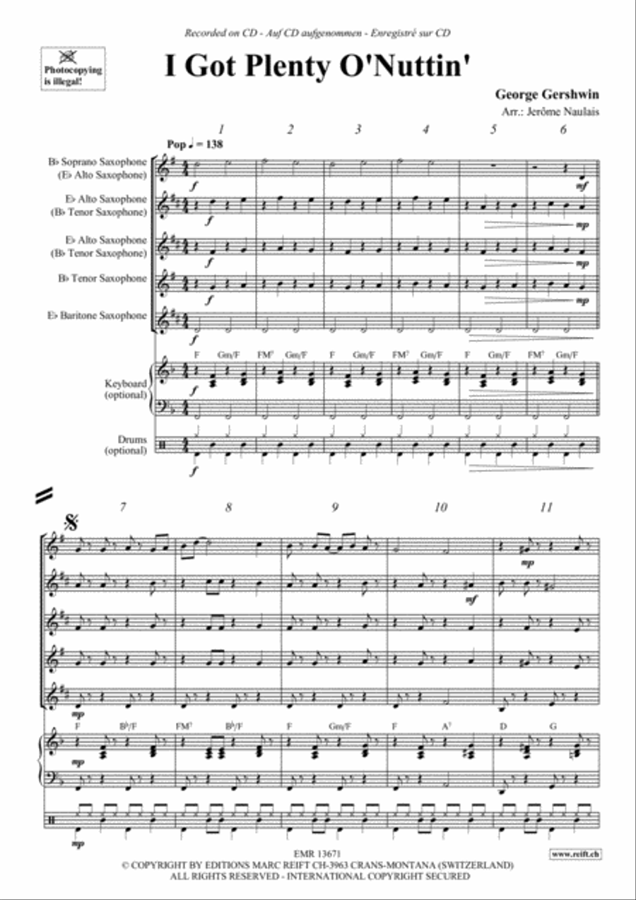 I Got Plenty O' Nuttin' I Got Plenty O' Nuttin' Saxophone Quintet scores gallery preview page 3