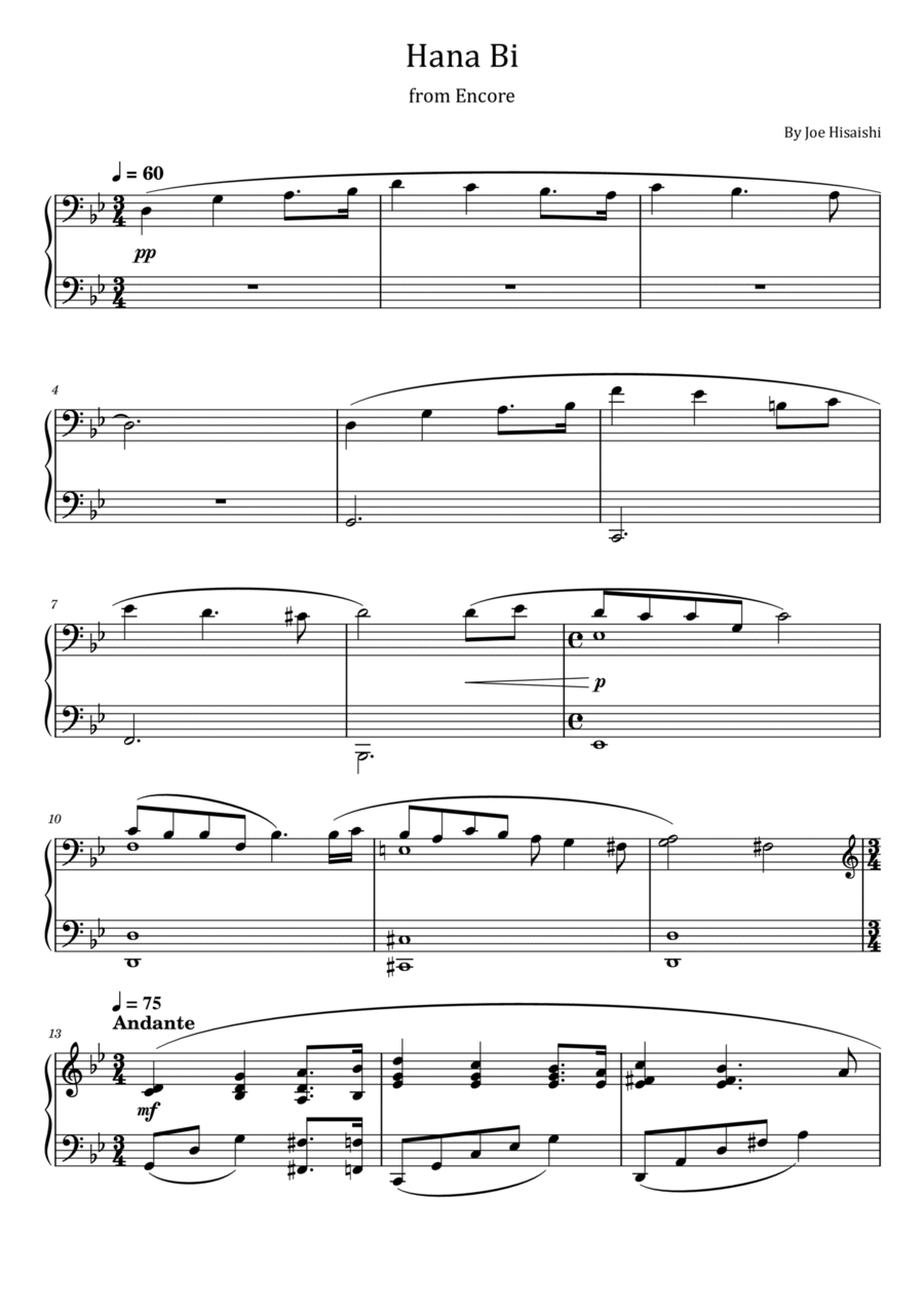 Hana-bi Hana-bi Piano Solo scores gallery preview page 1