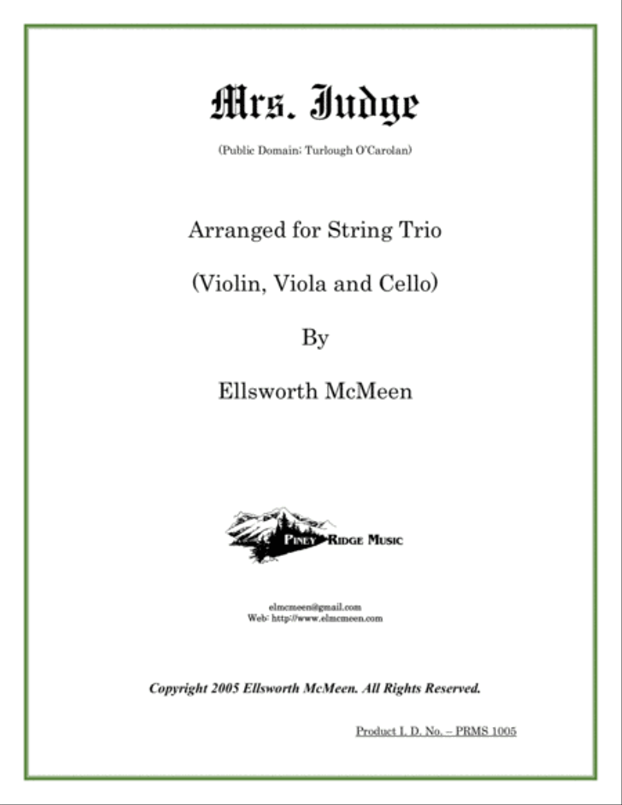 Mrs. Judge For Classical String Trio (Violin, Viola, and Cello) String Quartet scores gallery preview page 1