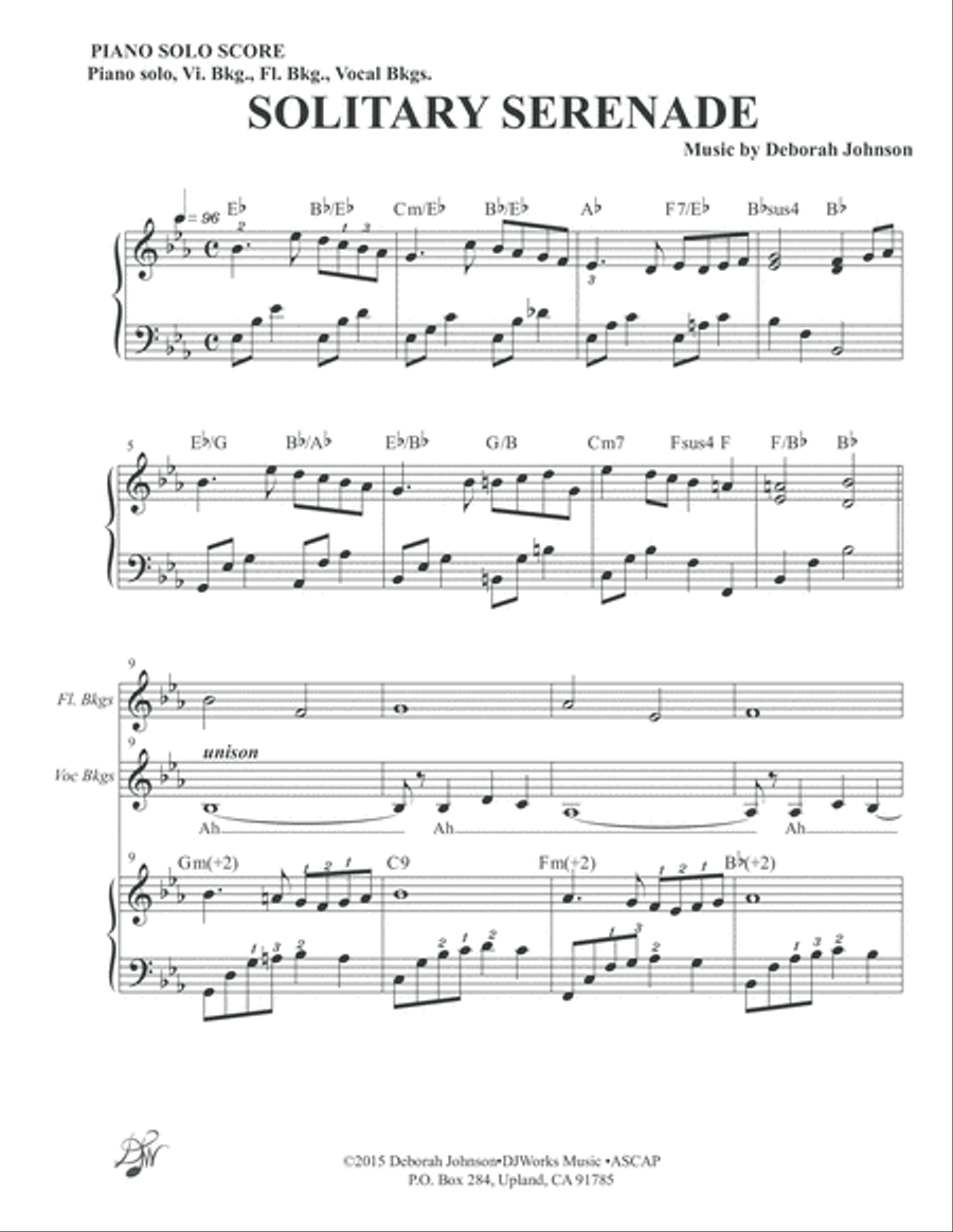 Solitary Serenade Piano Solo Score image number null