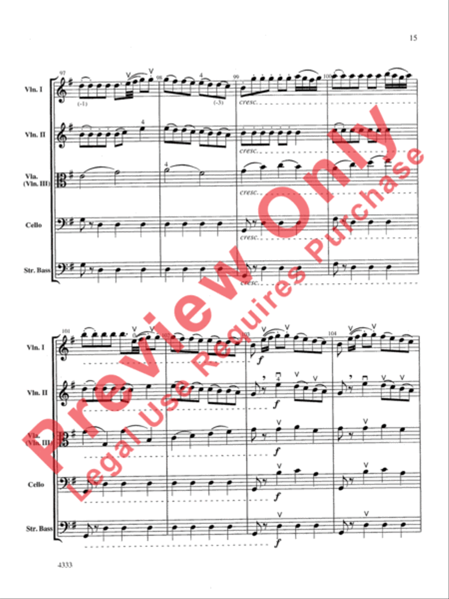 Overture from the Barber of Seville String Orchestra scores gallery preview page 16