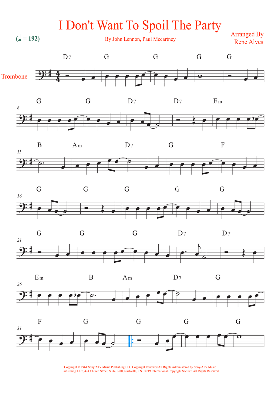 I Don't Want To Spoil The Party Trombone Solo scores gallery preview page 1