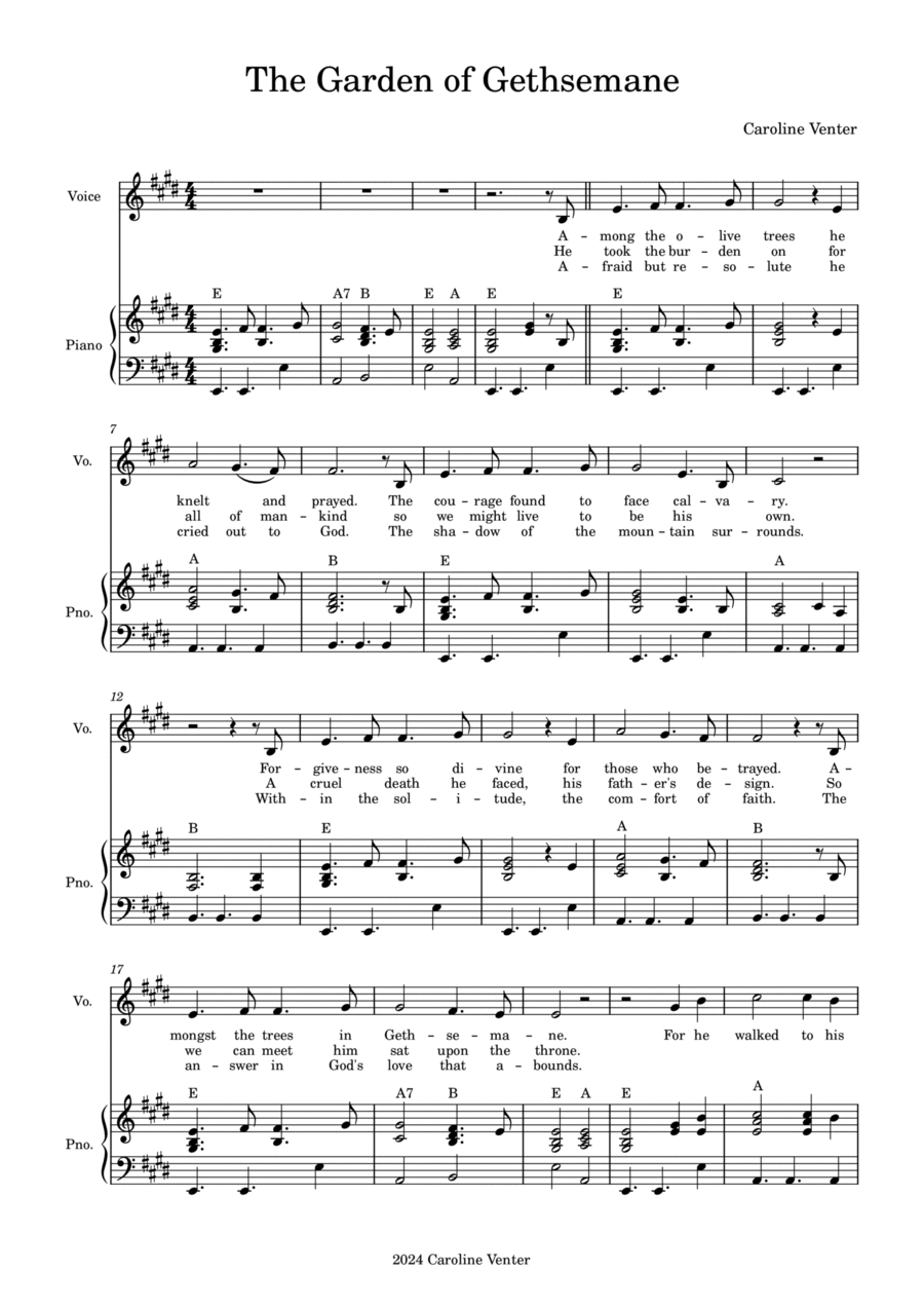 The Garden Of Gethsemane Piano, Vocal, Guitar scores gallery preview page 1