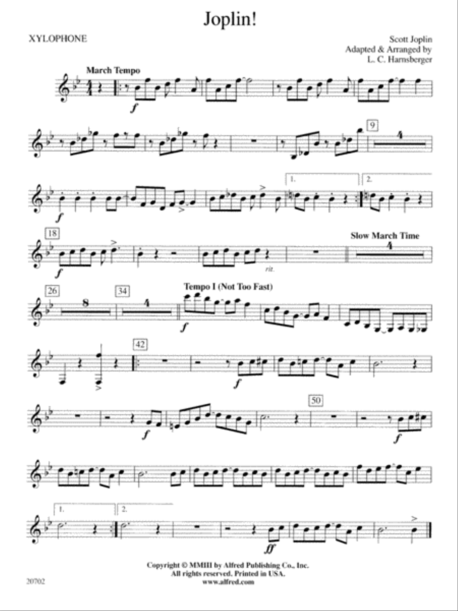 Joplin!: Xylophone Joplin!: Xylophone Concert Band scores gallery preview page 1