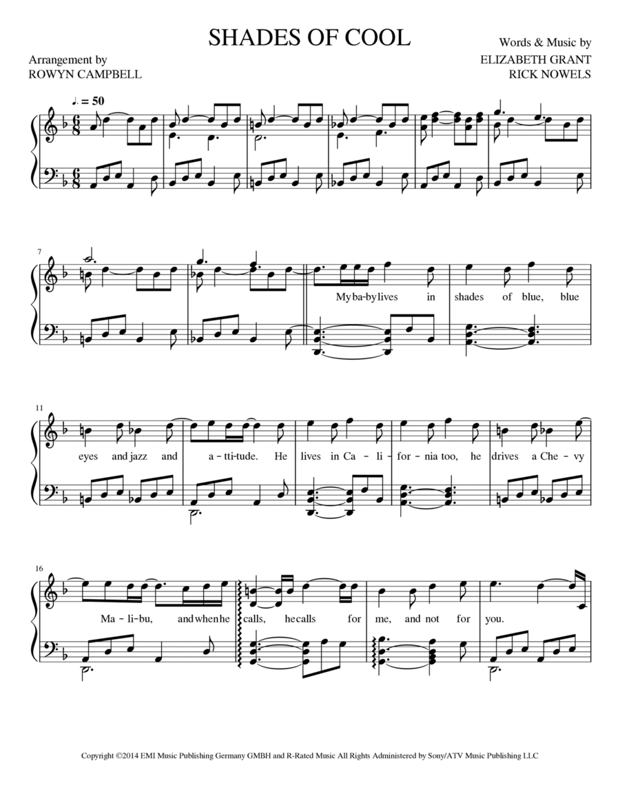 Shades Of Cool Piano Solo scores gallery preview page 1